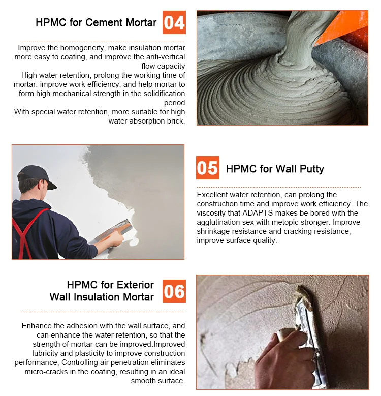 HPMC for Cement Mortar and exterior wall insulation mortar